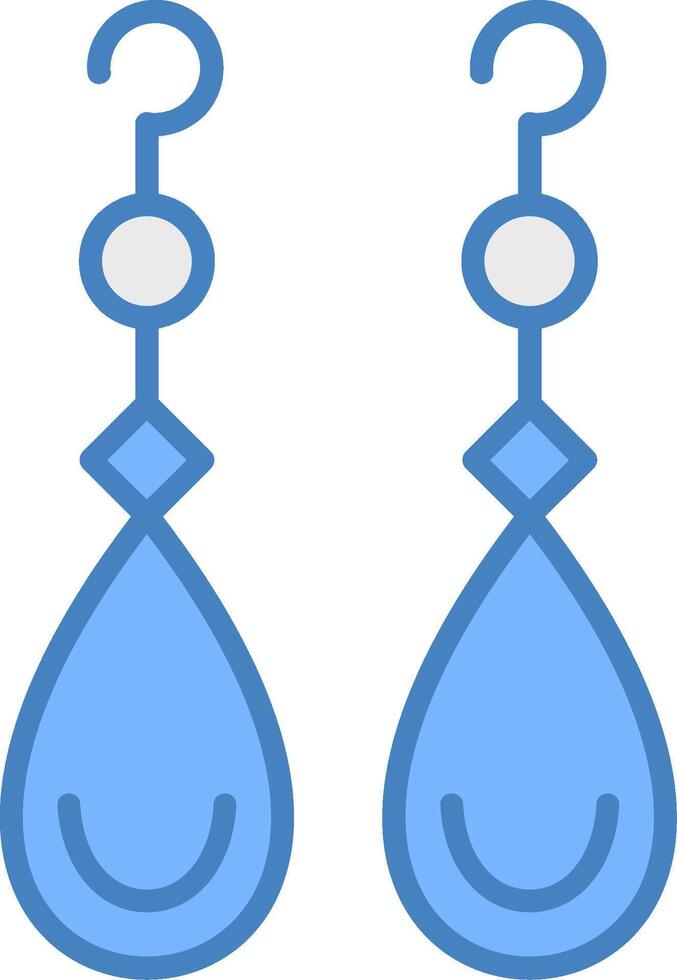 Earrings Line Filled Blue Icon vector