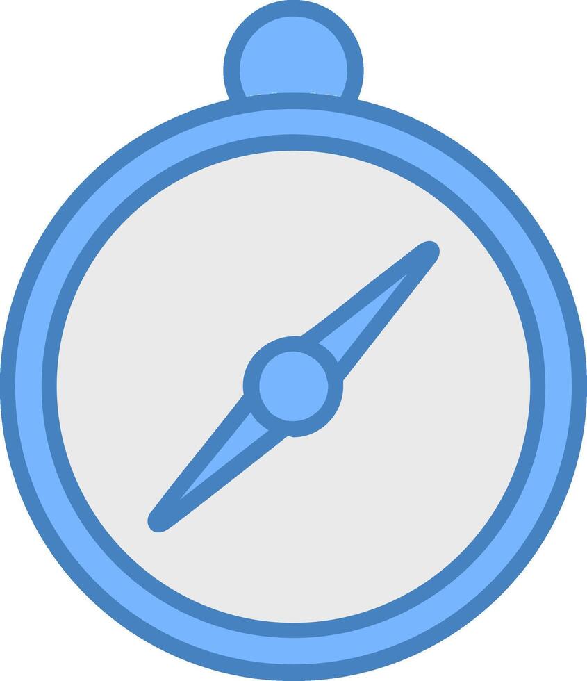 Brújula línea lleno azul icono vector