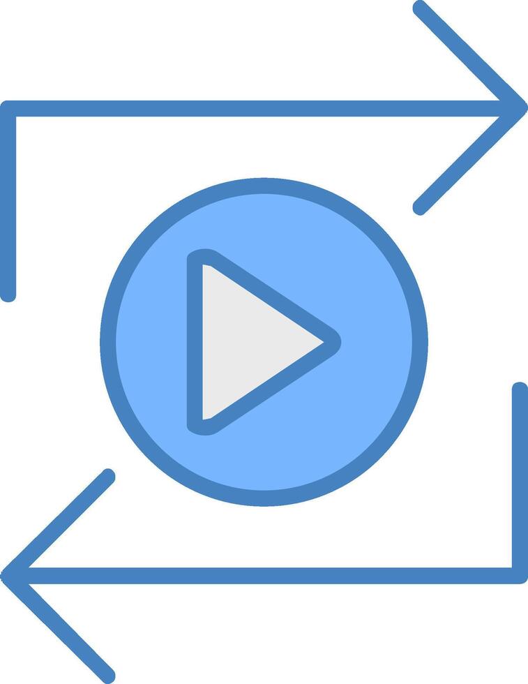 Replay Line Filled Blue Icon vector