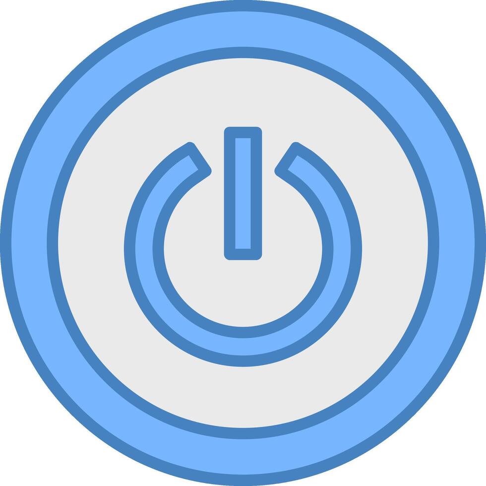 Power Button Line Filled Blue Icon vector