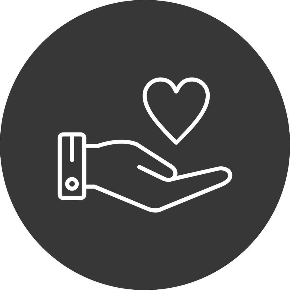 Hand Heart Line Inverted Icon Design vector