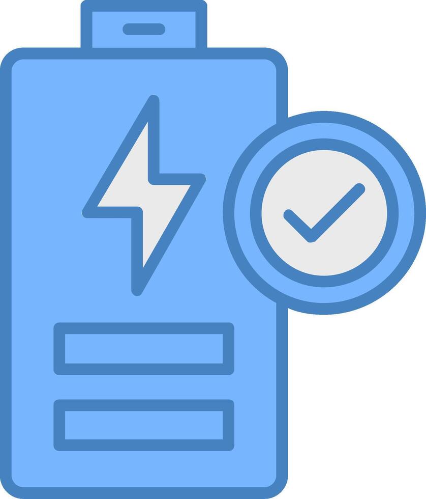 batería línea lleno azul icono vector