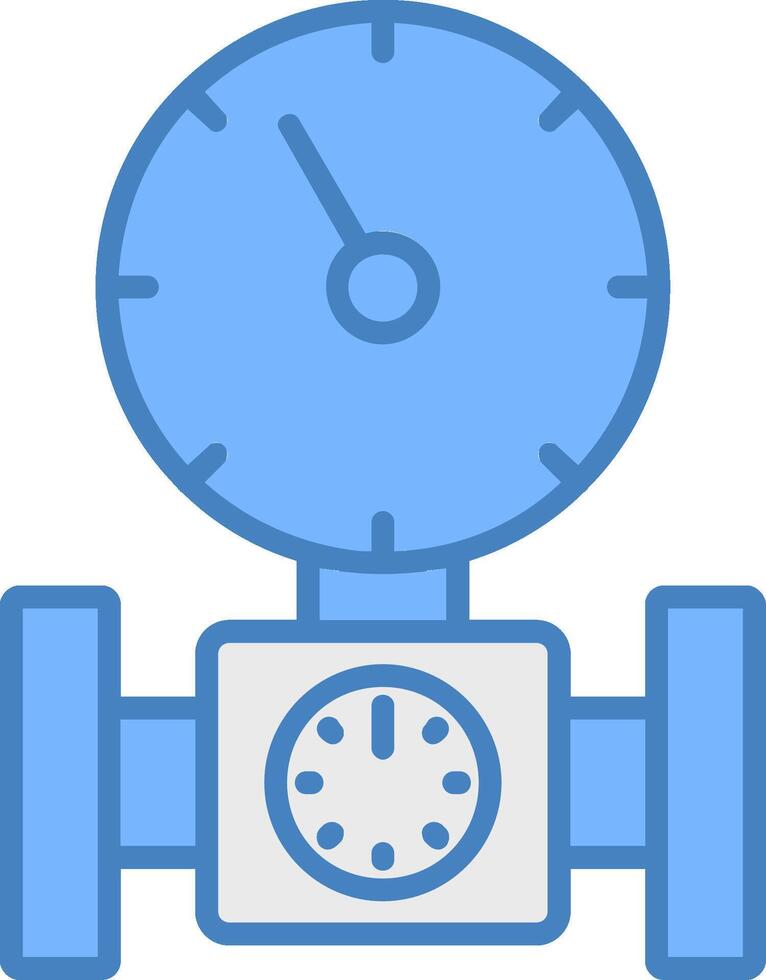 Pressure Gauge Line Filled Blue Icon vector