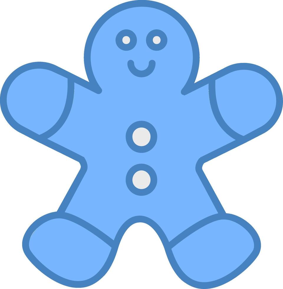 Gingerbread Man Line Filled Blue Icon vector