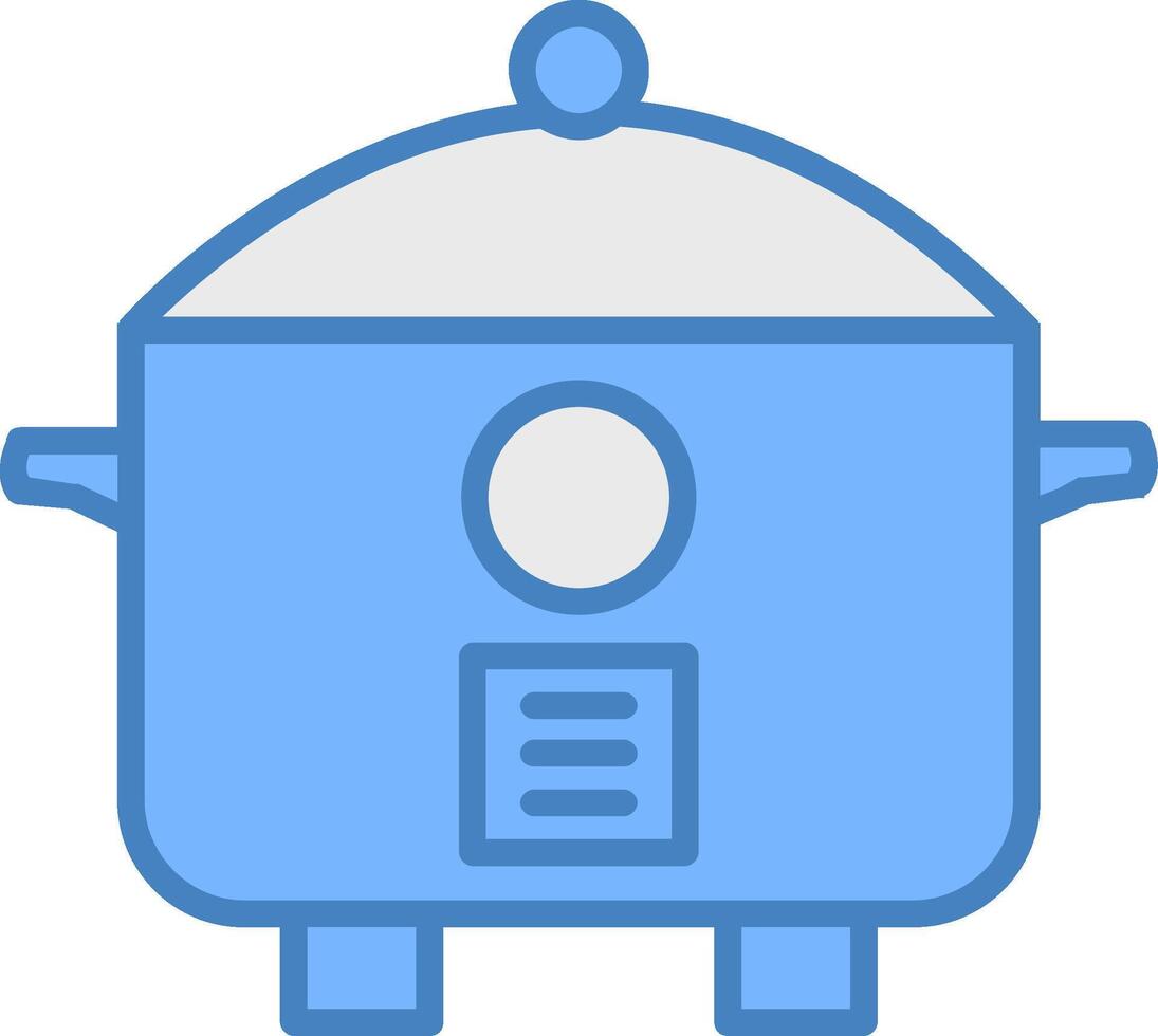 Rice Cooker Line Filled Blue Icon vector