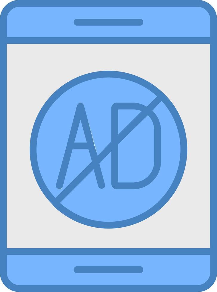 Ad Blocker Line Filled Blue Icon vector