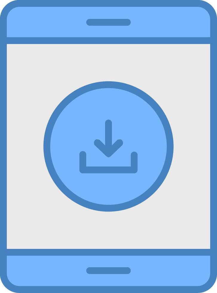 Downloading Data Line Filled Blue Icon vector