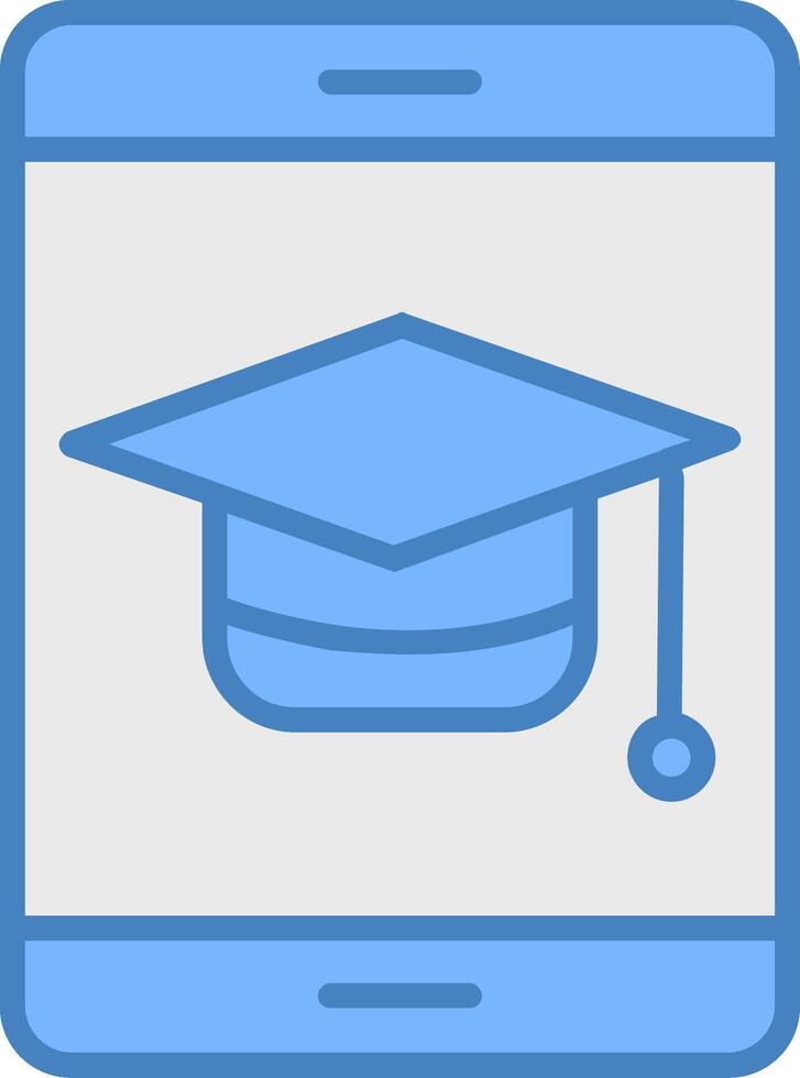 Graduation Line Filled Blue Icon vector