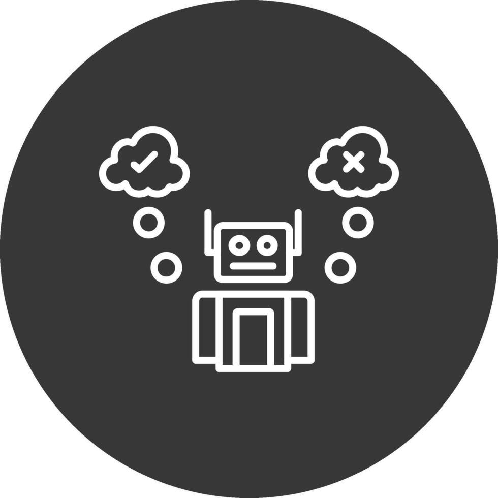 Robot Line Inverted Icon Design vector