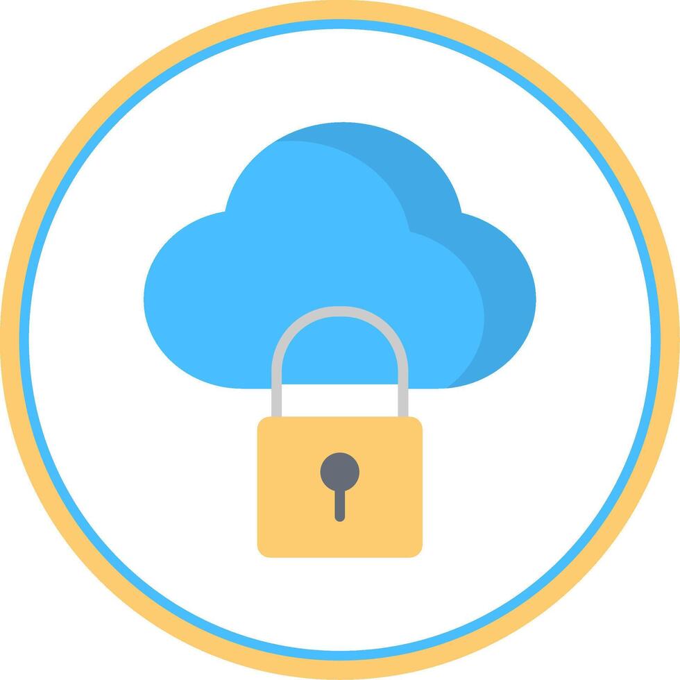 Cloud Lock Flat Circle Icon vector