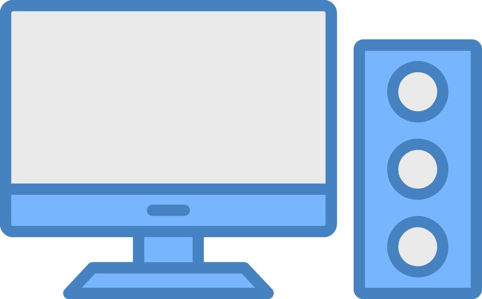 Desktop Computer Line Filled Blue Icon vector