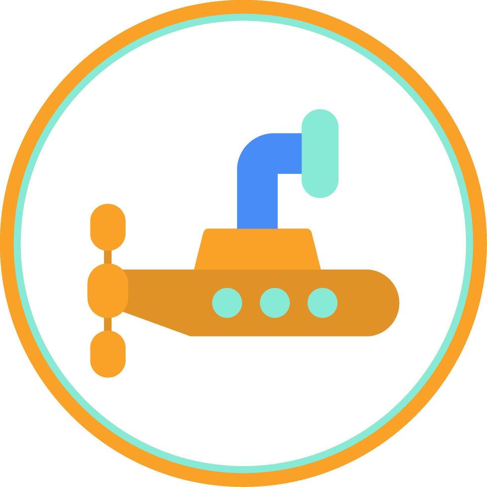 Submarine Flat Circle Icon vector