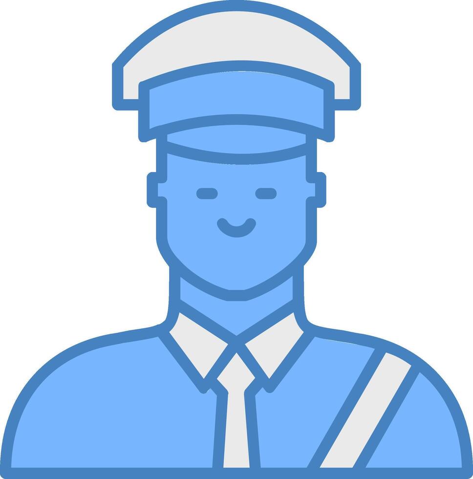 Custom Officer Line Filled Blue Icon vector