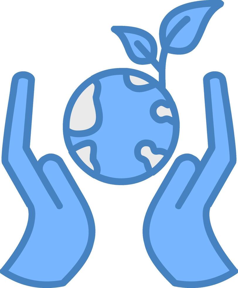Healthy Earth Line Filled Blue Icon vector