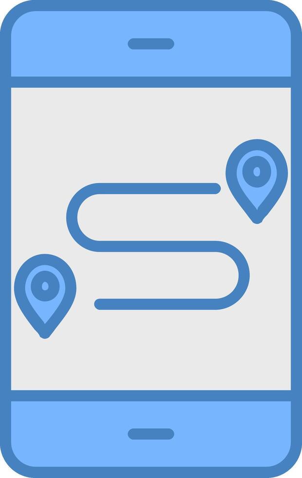 GpS Line Filled Blue Icon vector