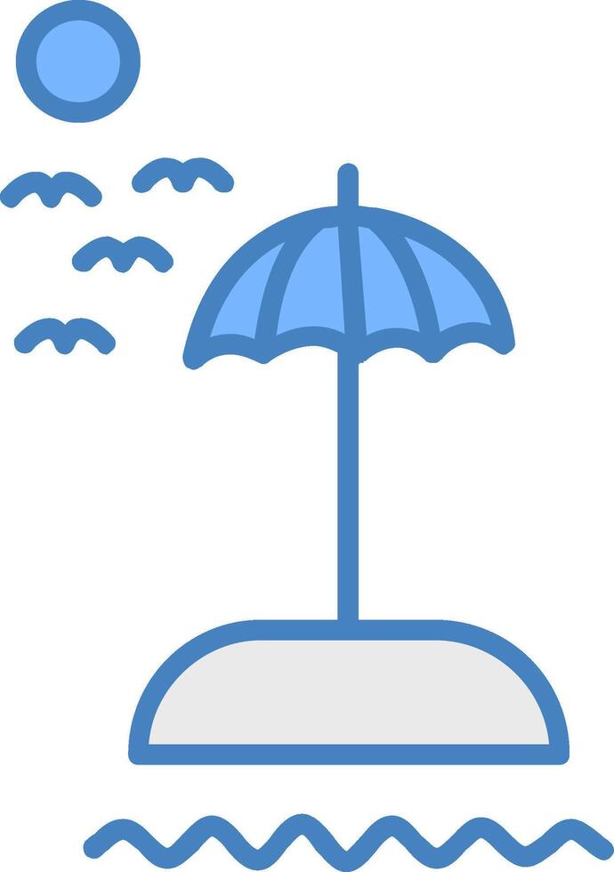 Beach Line Filled Blue Icon vector