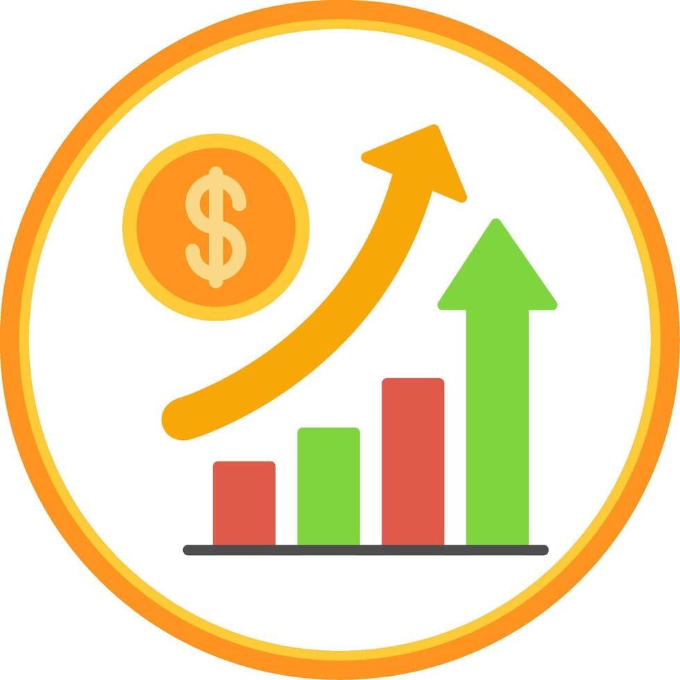 Increase Sales Flat Circle Icon vector