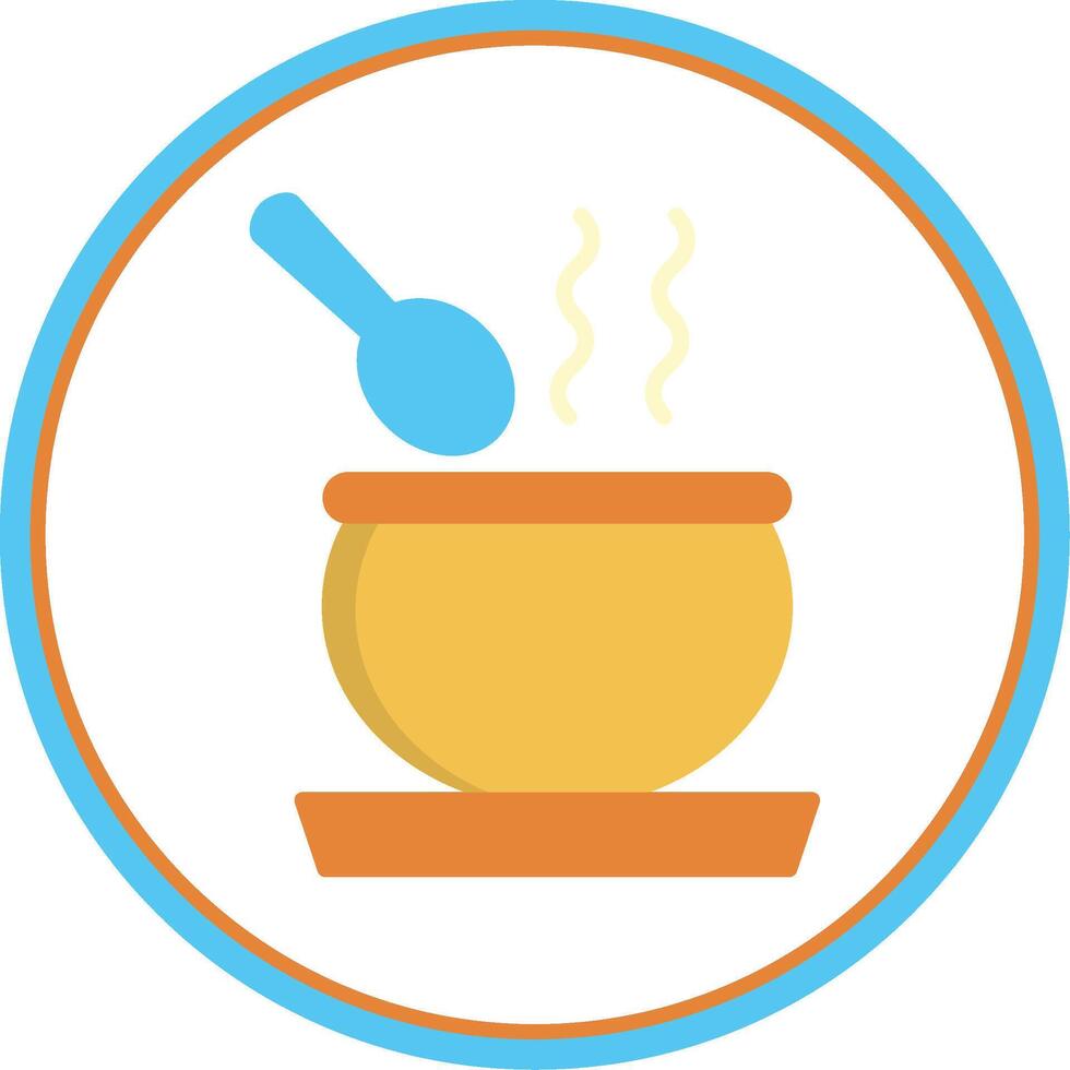 Soup Flat Circle Icon vector