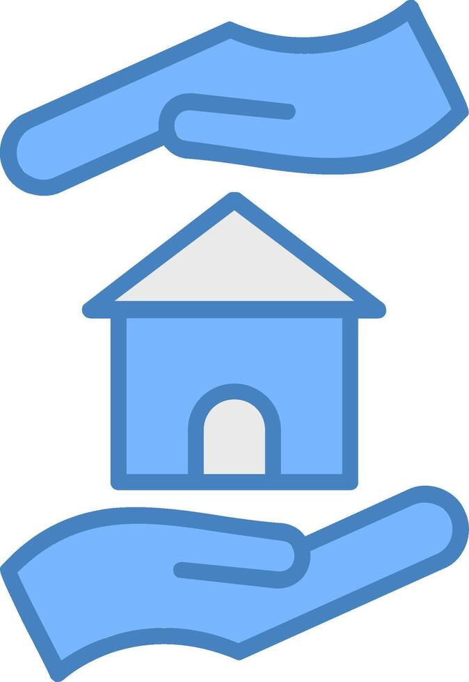 Home Insurance Line Filled Blue Icon vector