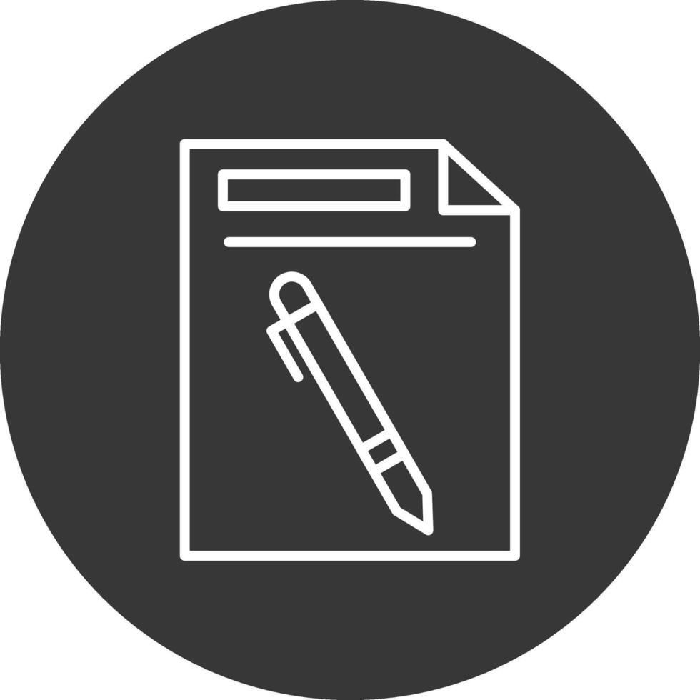 Pen And Paper Line Inverted Icon Design vector