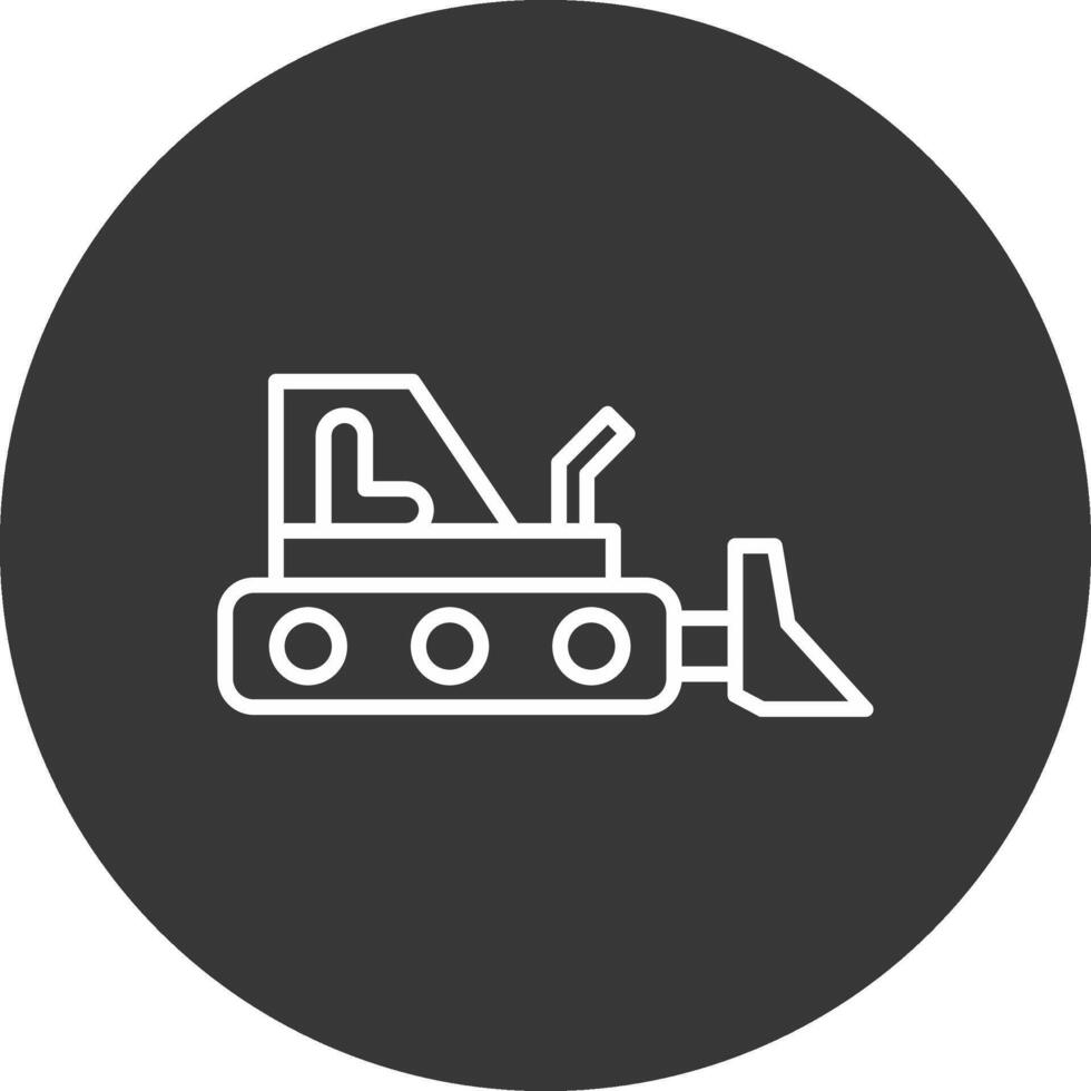 Bulldozer Line Inverted Icon Design vector