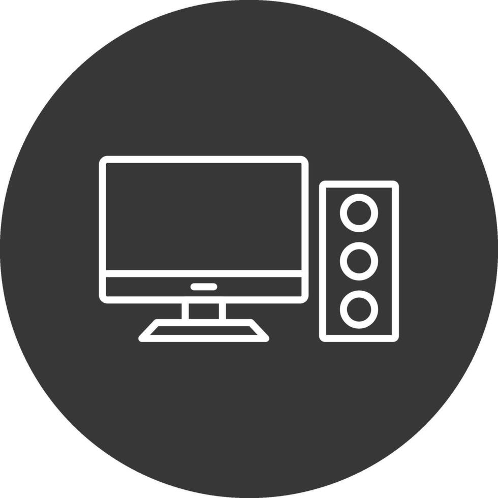 Desktop Computer Line Inverted Icon Design vector