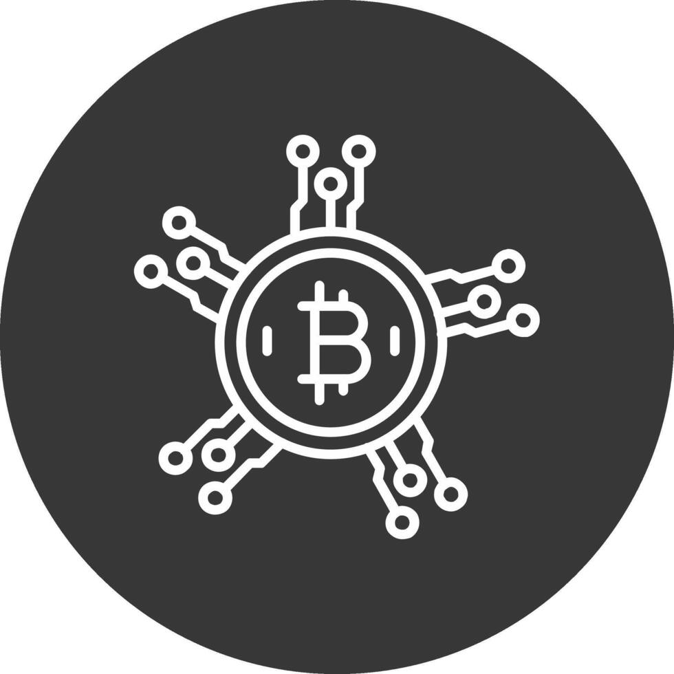 Bitcoin Network Line Inverted Icon Design vector