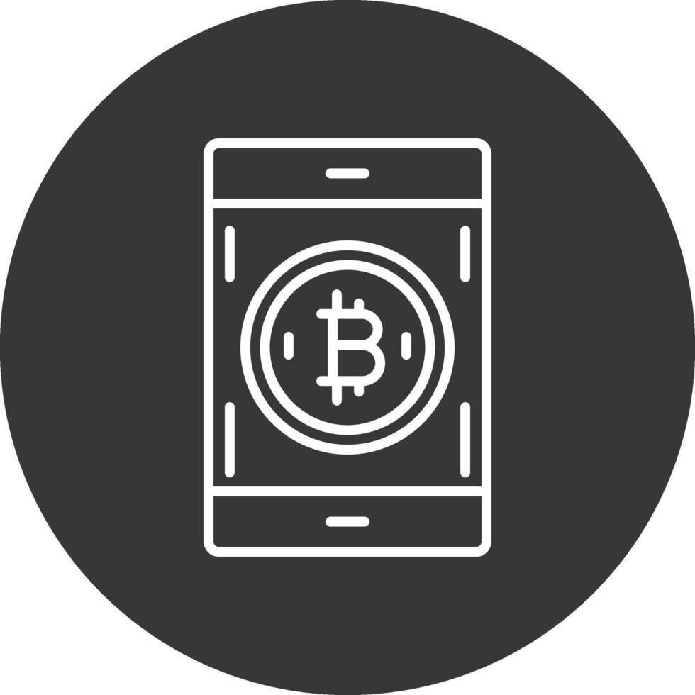 Bitcoin Pay Line Inverted Icon Design vector