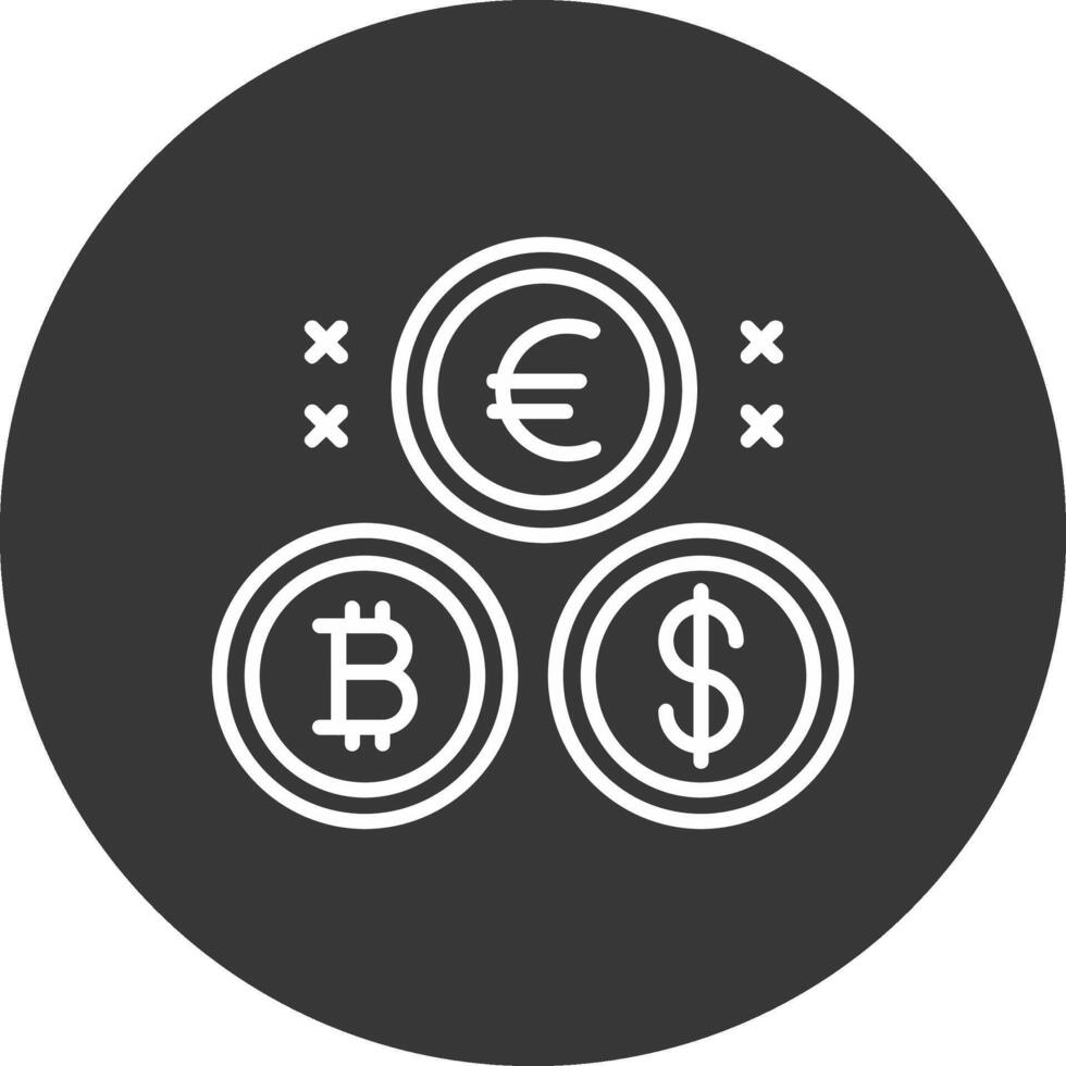 Cryptocurrency Coins Line Inverted Icon Design vector