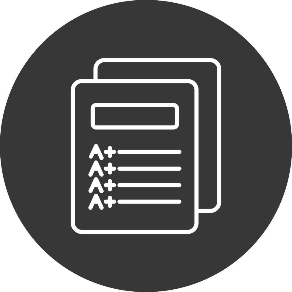 Report Card Line Inverted Icon Design vector