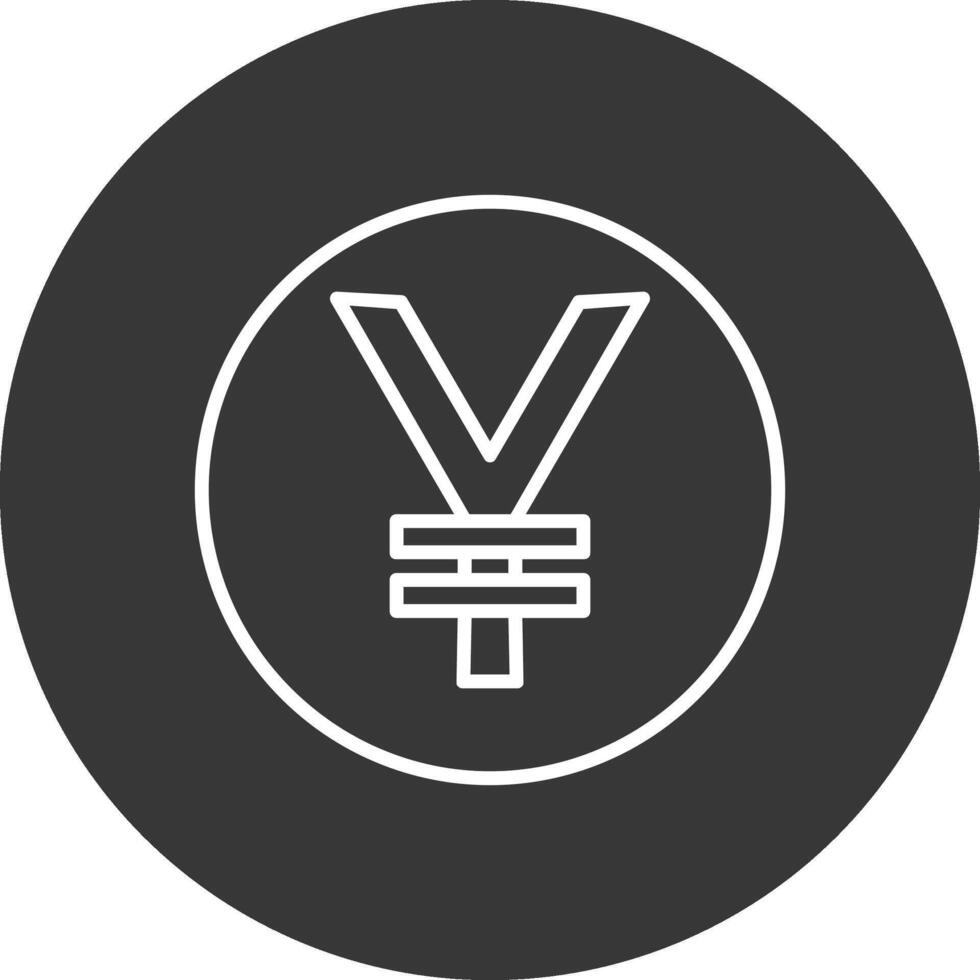 Yen Coin Line Inverted Icon Design vector