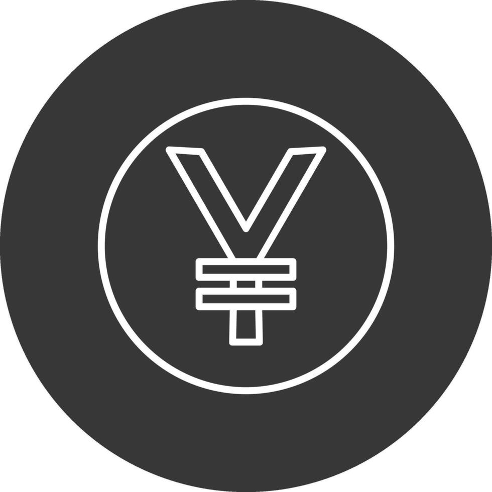 Yen Coin Line Inverted Icon Design vector