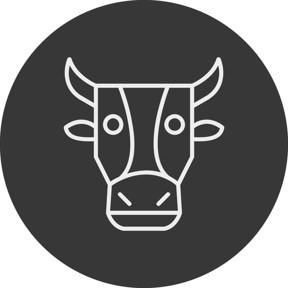 Cow Line Inverted Icon Design vector