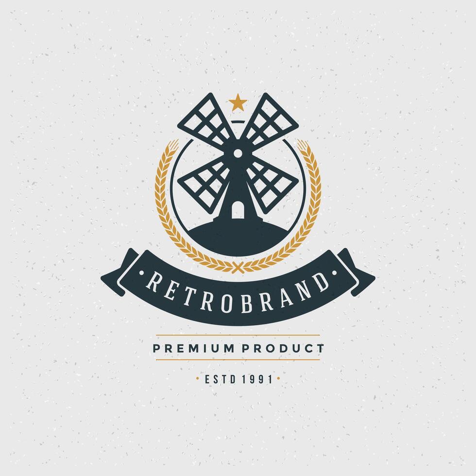 Mill Logo Design Element in Vintage Style vector