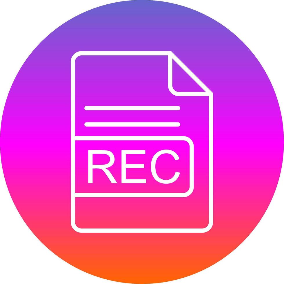 REC File Format Line Gradient Circle Icon vector