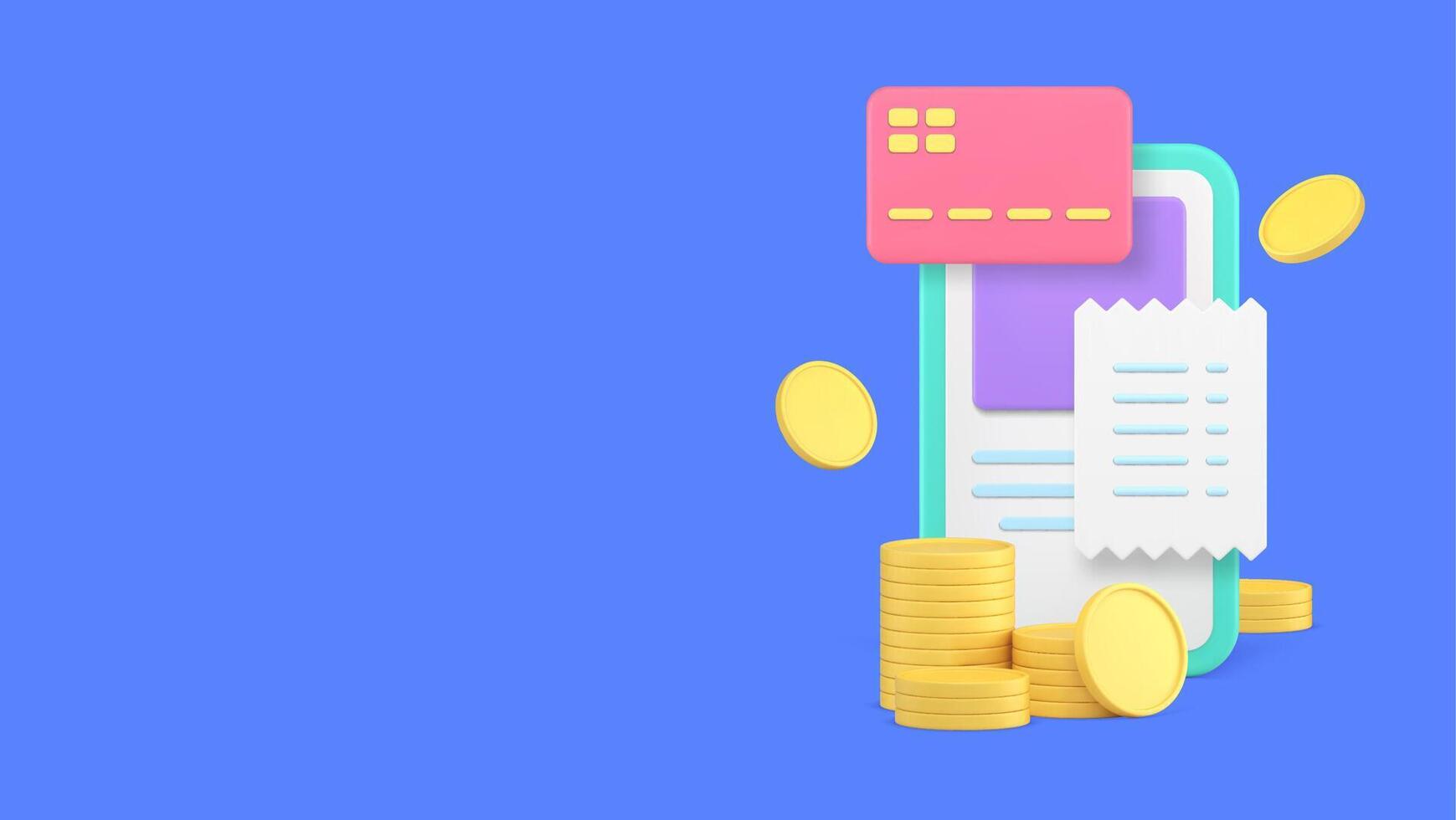 Internet payment online shopping order purchase smartphone application 3d icon realistic vector