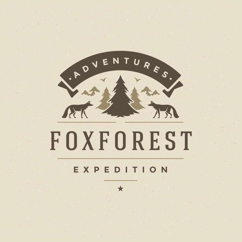 Forest camping logo emblem illustration. vector