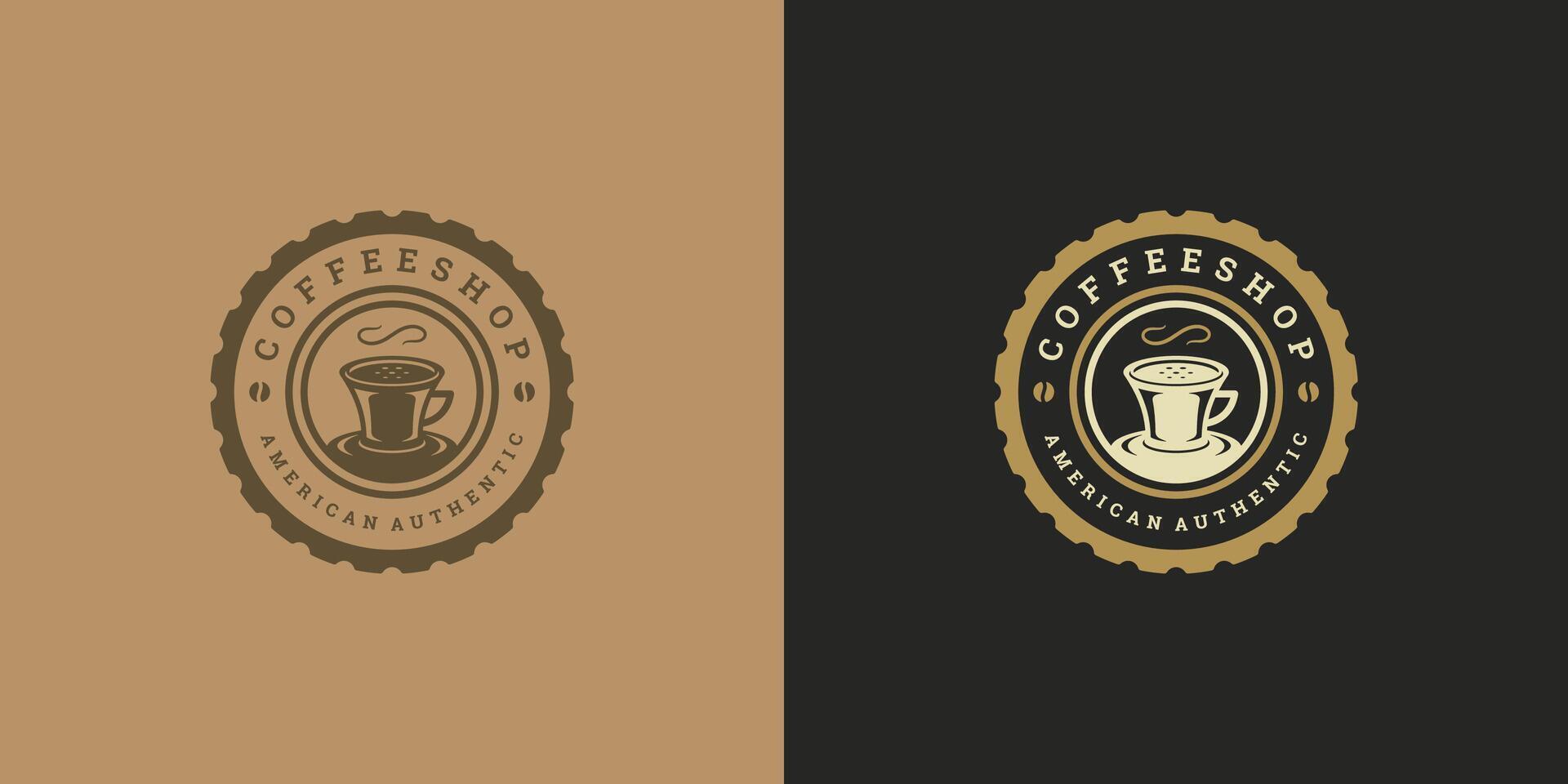Coffee or tea shop logo template illustration with bean silhouette good for cafe badge design and menu decoration vector