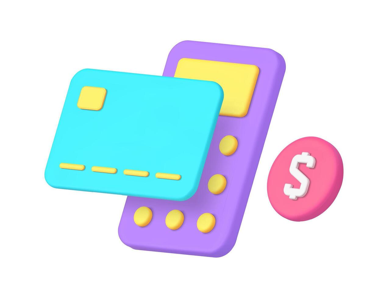 Banking account budget financial calculation with credit debit card 3d icon realistic vector