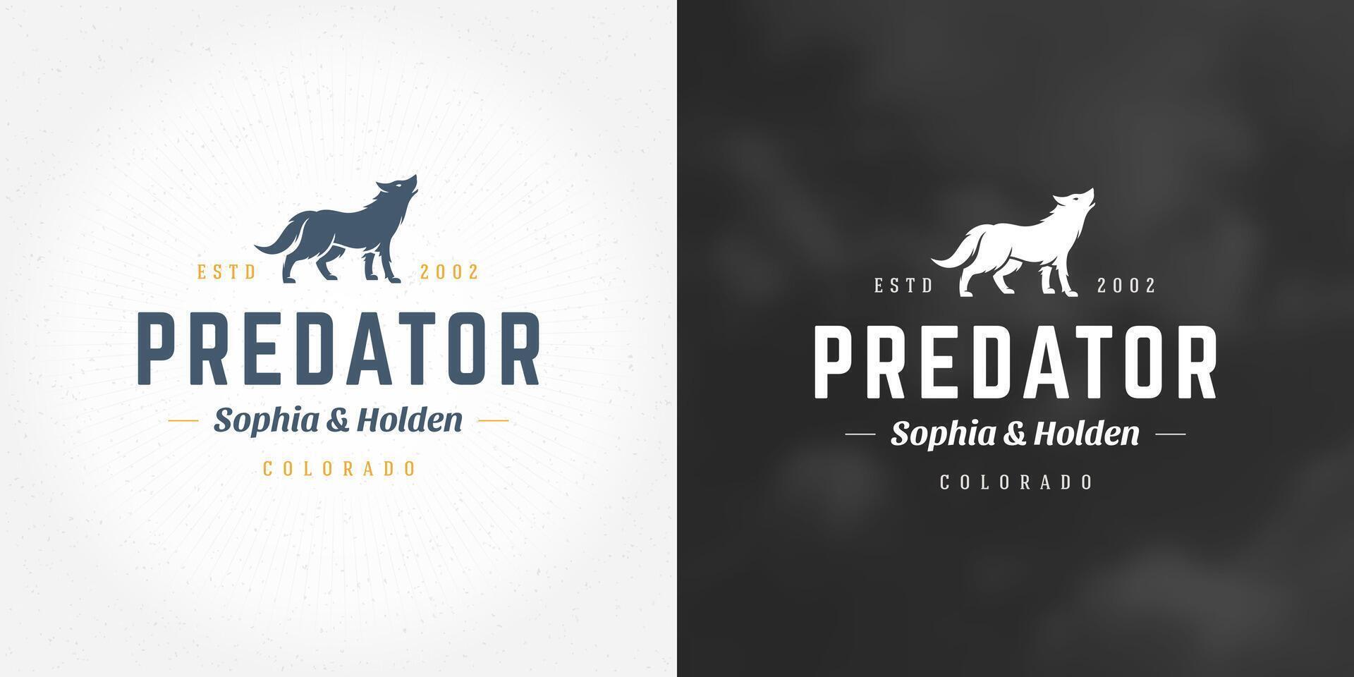 Wolf logo emblem illustration silhouette for shirt or print stamp vector
