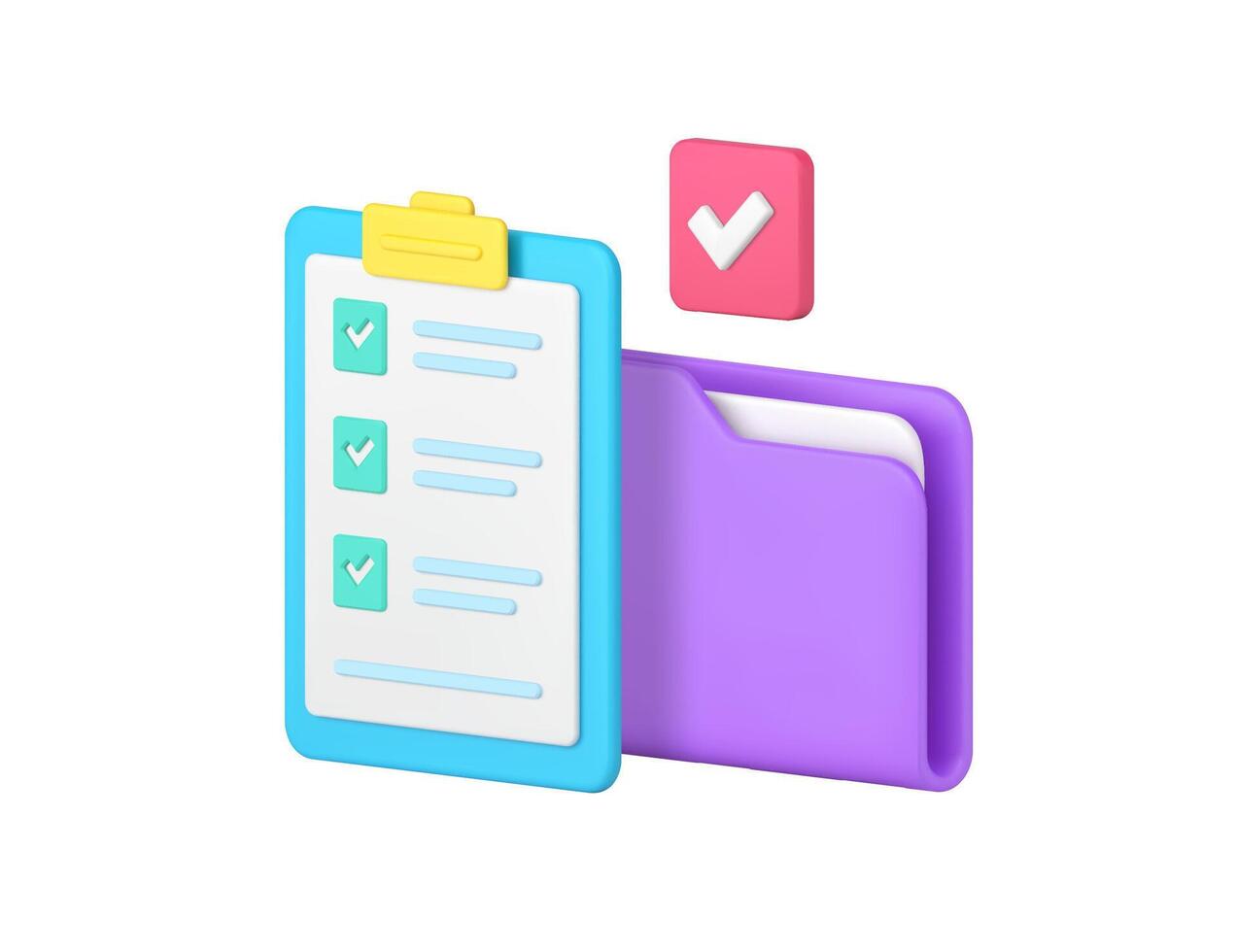 documento trabajo negocio productividad eficiencia planificación Lista de Verificación archivo carpeta 3d icono vector