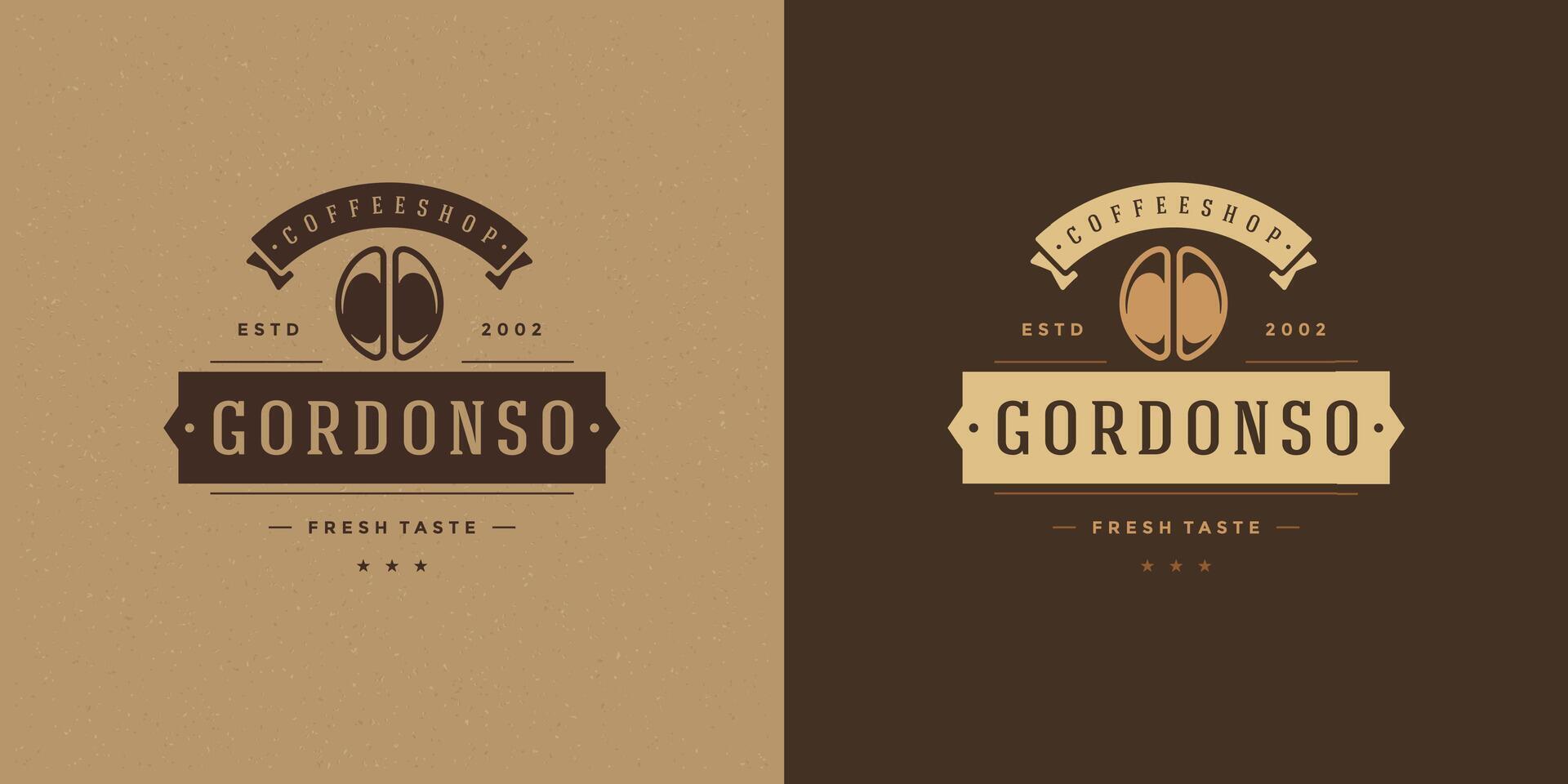Coffee shop logo template illustration with bean silhouette good for cafe badge design and menu decoration vector