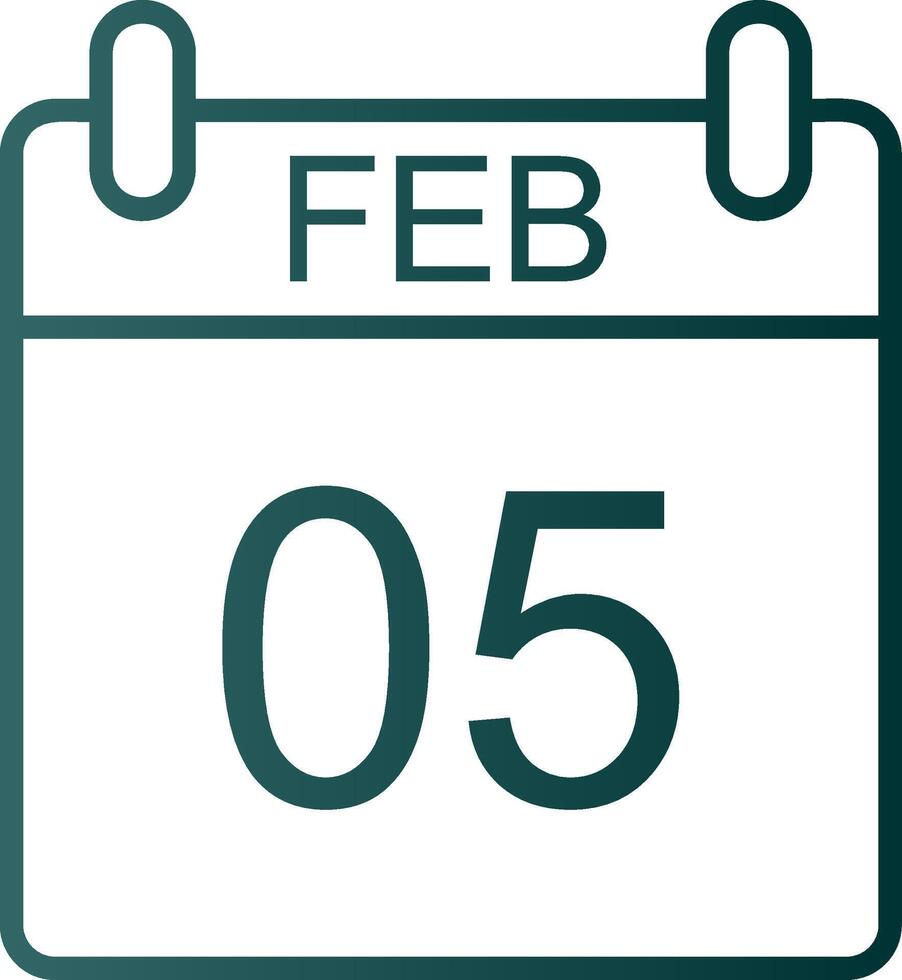 February Line Gradient Icon vector