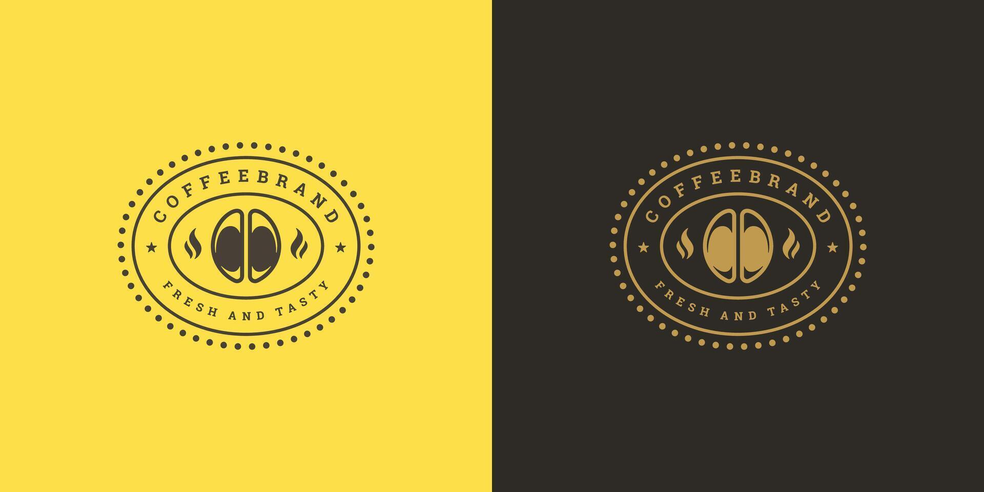 Coffee shop logo template illustration with bean silhouette good for cafe badge design and menu decoration vector