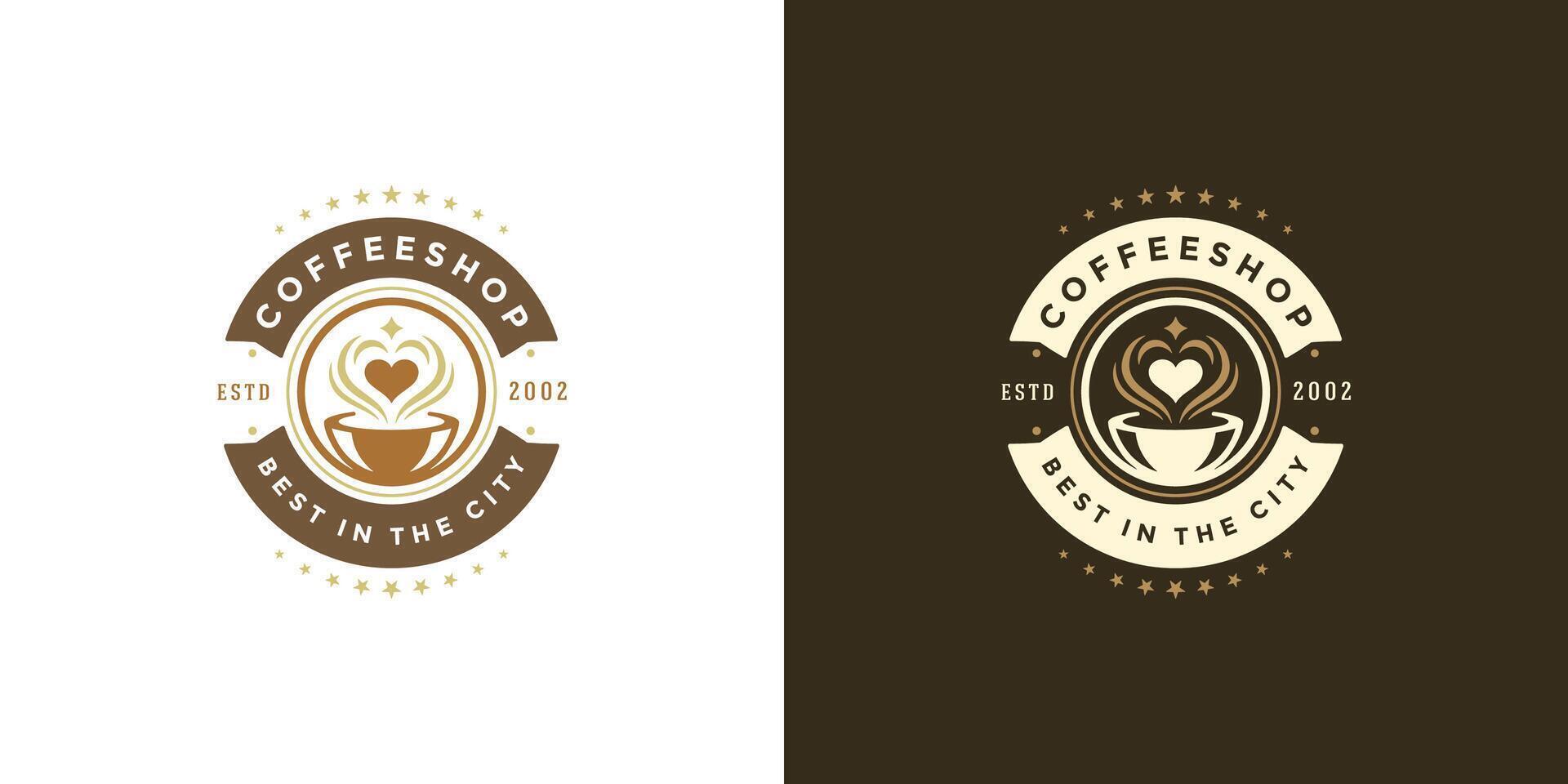 Coffee or tea shop logo template illustration with bean silhouette good for cafe badge design and menu decoration vector