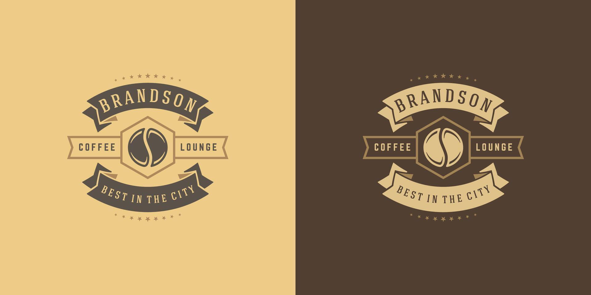 Coffee shop logo template illustration with bean silhouette good for cafe badge design and menu decoration vector