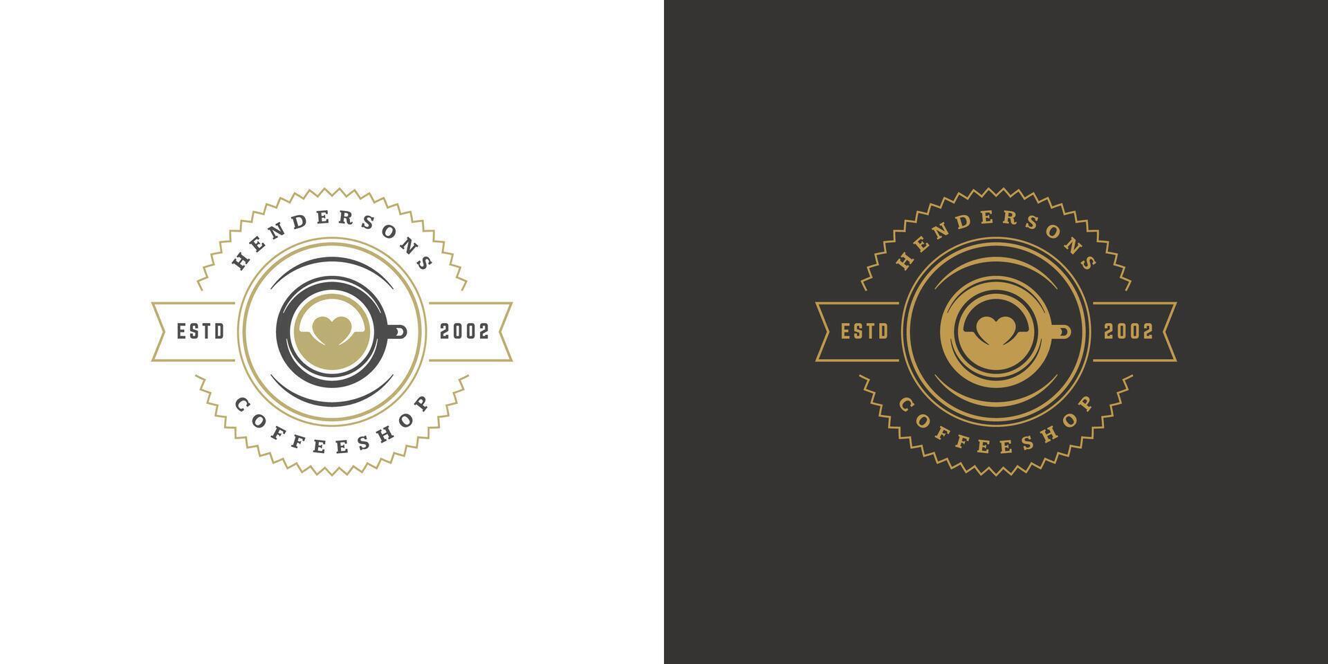 Coffee or tea shop logo template illustration with bean silhouette good for cafe badge design and menu decoration vector