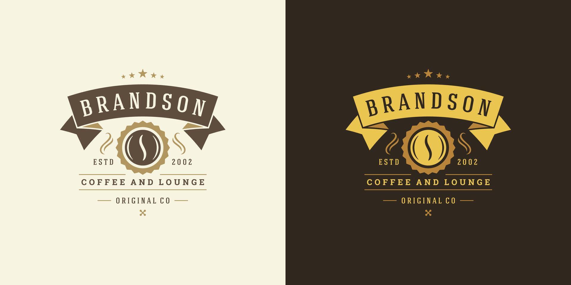 Coffee shop logo template illustration with bean silhouette good for cafe badge design and menu decoration vector