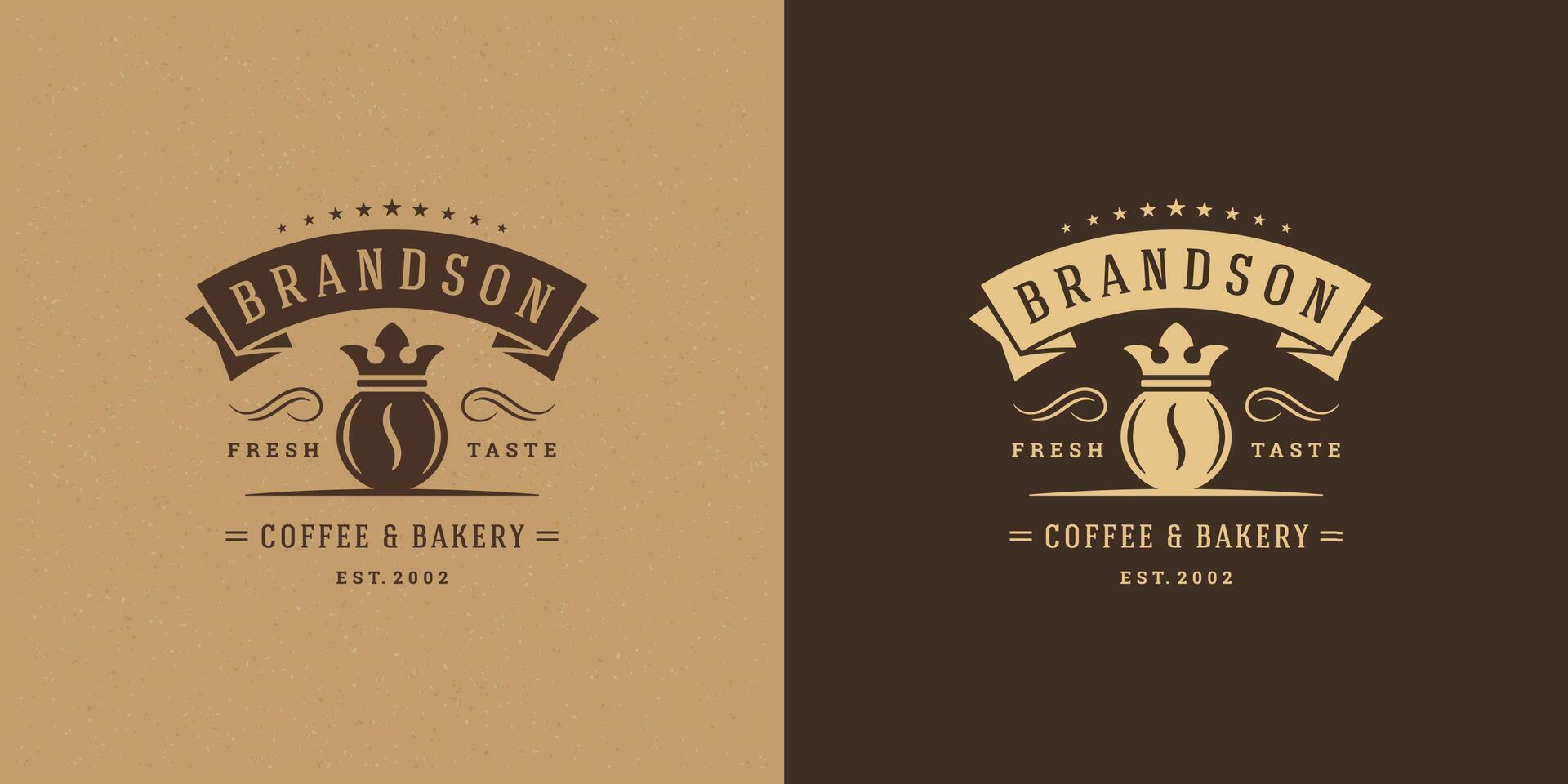 Coffee shop logo template illustration with bean silhouette good for cafe badge design and menu decoration vector