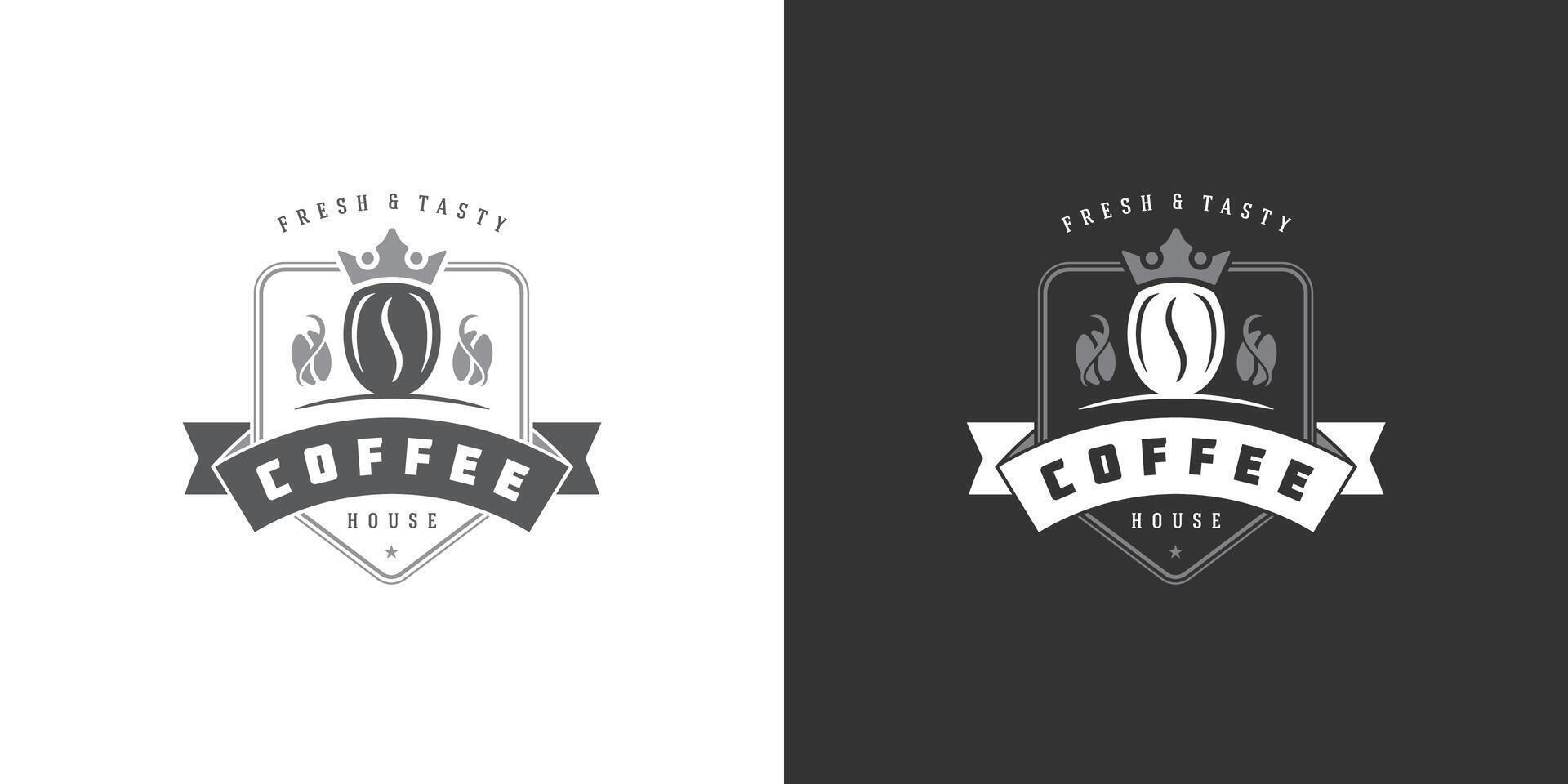 Coffee shop logo template illustration with bean silhouette good for cafe badge design and menu decoration vector